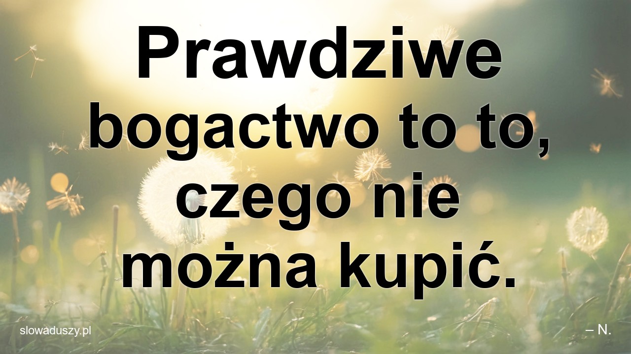 Prawdziwe bogactwo to to,  czego nie można kupić.